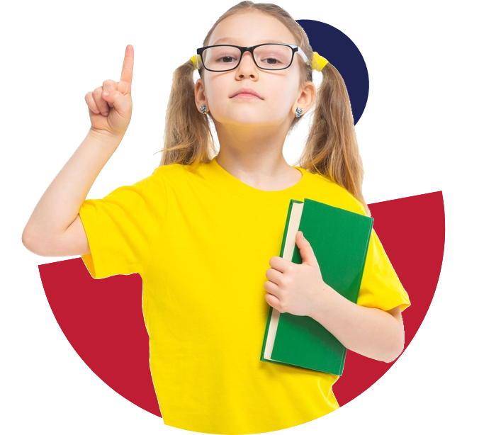 Girl pointing upwards